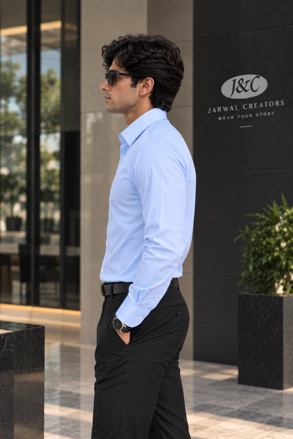 Men’s Sky Blue Formal Shirt – Custom Fit