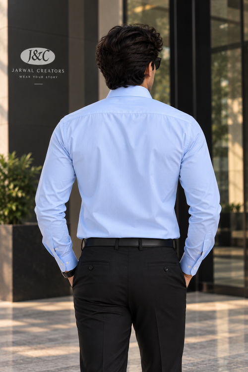 Men’s Sky Blue Formal Shirt – Custom Fit