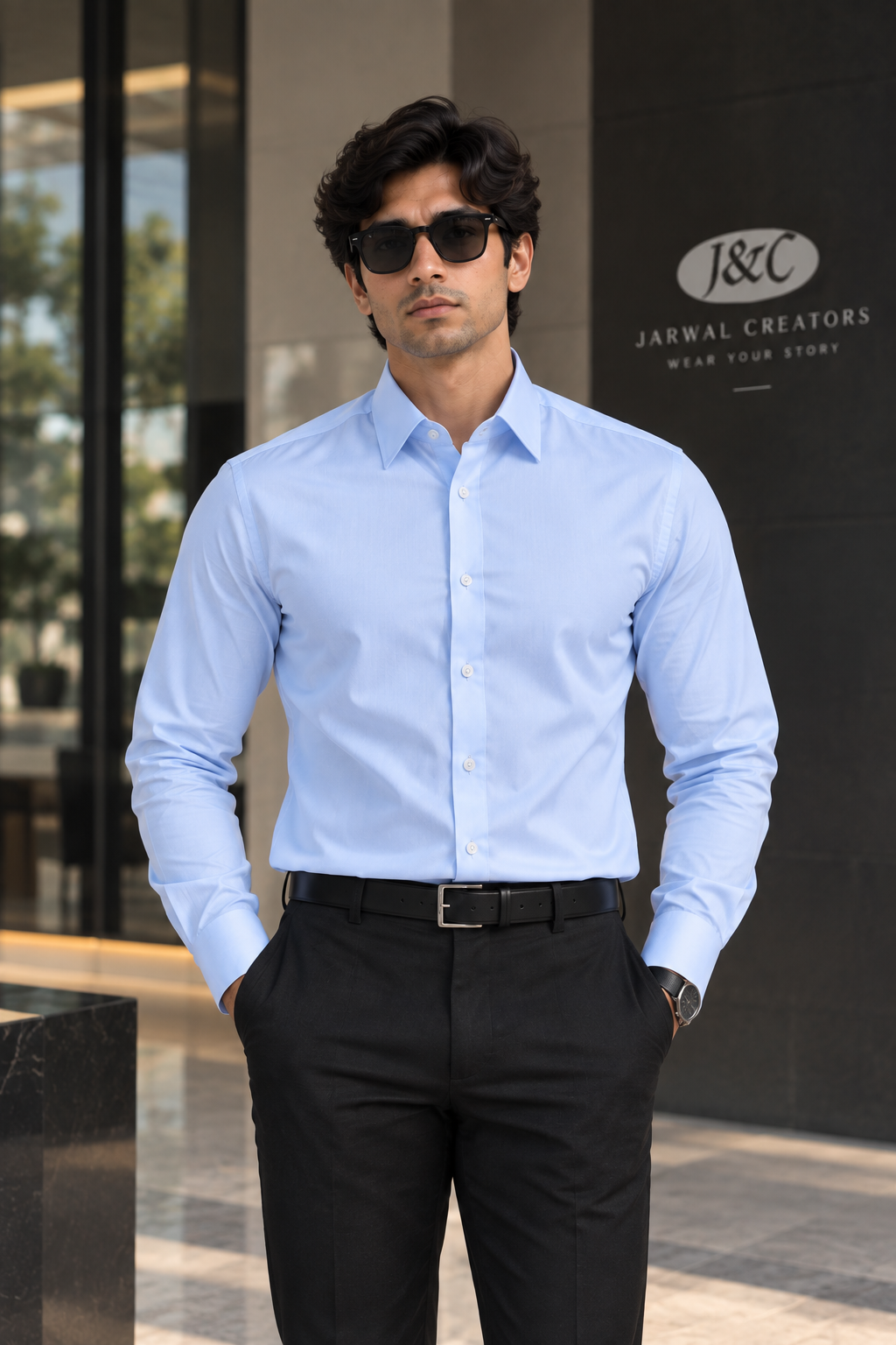 Men’s Sky Blue Formal Shirt – Custom Fit